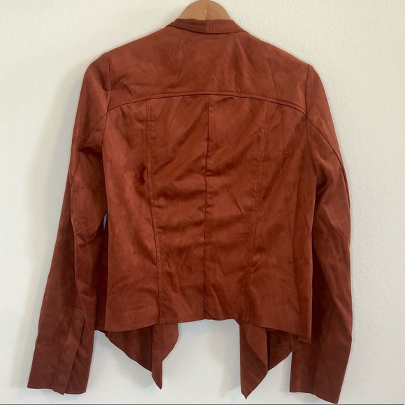 Faux Suede Drape Jacket Kut From The Kloth, Burnt Orange/Rust Size Medium - Picture 2 of 5